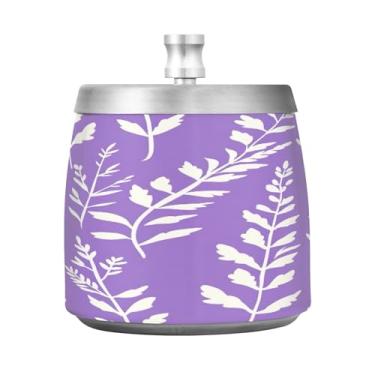 Imagem de STAYTOP Lindo cinzeiro de lavanda com tampa, aço inoxidável à prova de vento, sem fumaça, cinzeiro grande para uso ao ar livre para decoração de escritório em casa