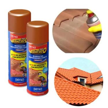 Imagem de 02 Spray Borracha Líquida Multiuso Impermeabilizante Vedação Terracota