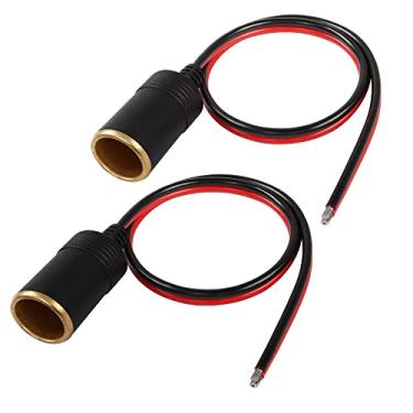 Imagem de MEIRIYFA Carregador de carro isqueiro fêmea conector adaptador para fio desencapado cabo de extensão 12AWG cabo de substituição para carro cabo de charuto com fusível de 15A para carregador de carro