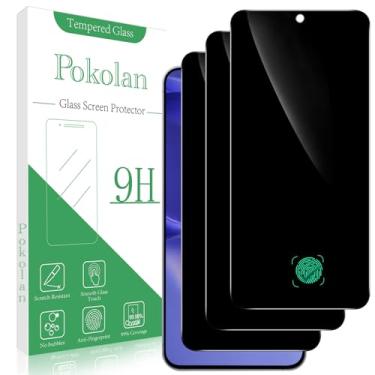 Imagem de Pokolan [Pacote com 3 protetores de tela de privacidade para Samsung Galaxy S25 FE, vidro temperado antiespião, desbloqueio de impressões digitais, dureza 9H, compatível com capas