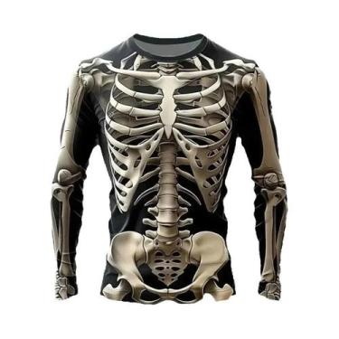 Imagem de Camisa De Ciclismo Masculina Com Estampa De Caveira, Respirável, De Se