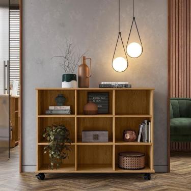 Imagem de Nicho Organizador De Madeira Freijó Com 9 Espaços E Rodízios Qmovi