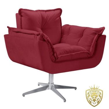 Imagem de Poltrona Opalla Giratória Alumínio Suede Bordô