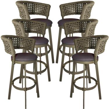 Imagem de 6 Banqueta Somália Em Alumínio E Corda Náutica Jardim Rami