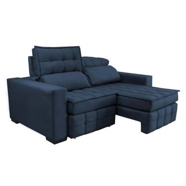 Imagem de Sofá Retrátil E Reclinável 2,00m Molas Ensacadas E Costura Tripla Cama Inbox Nobre Suede Azul