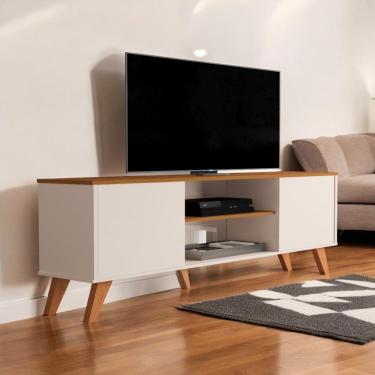 Imagem de Rack Com Prateleiras Helena Off White E Ypê Sal Movelaria