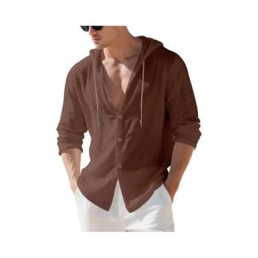 Imagem de Cardigã Masculino Solto De Manga Longa Com Capuz, 15 Cores, Camisa Cas