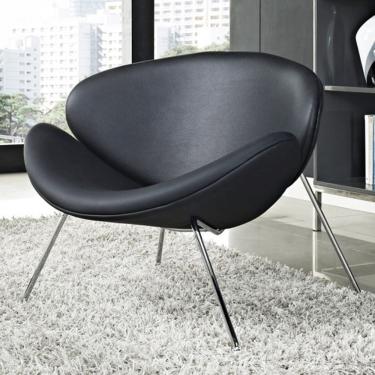 Imagem de Poltrona Trevo Couro Sintético Preto Base Cromada