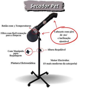 Imagem de Secador Pet Banho E Tosa Profissional Bravura Pet (preto), 110V