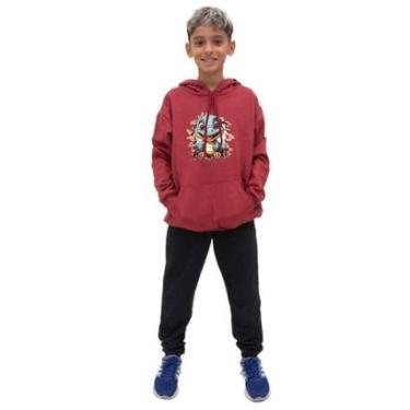 Imagem de Conjunto de Moletom Canguru Infantil Menino Estampa de Dinossauro Com Calça Alta Qualid...