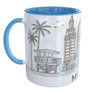 Imagem de Caneca Porcelana Miami - Pense Canecas, Azul Claro