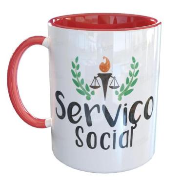 Imagem de Caneca Porcelana Serviço Social - Pense Canecas, Vermelho