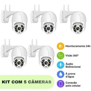 Imagem de Kit 5 Câmeras Segurança 360 com Detecção de Movimento - Câmeras de Seg