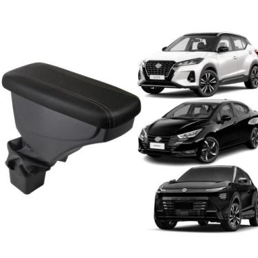 Imagem de Apoio De Braço Nissan Kicks Couro Preto Costura Marrom - GPI Automotiv