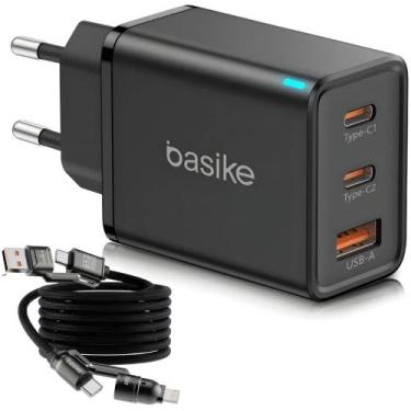 Imagem de Carregador Turbo 65W GaN 3 Portas USB-C e USB-A com Cabo 4 em 1 Trança