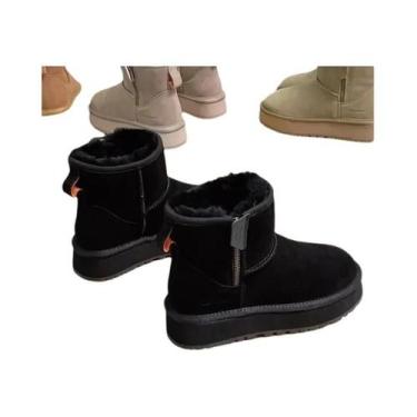 Imagem de Botas De Neve Femininas Com Sola Grossa, Zíper Lateral Integrado E For