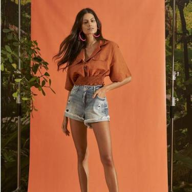 Imagem de Blusa Colcci Linho Marrom Clove, Marrom, P