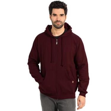 Imagem de Jaqueta Moletom Masculina Anistia Aberto Liso com Capuz Bordo - Anisti