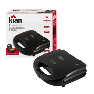 Imagem de Sanduicheira Grill 2 Em 1 Kian Preta Elétrica 750w 127v, 110V
