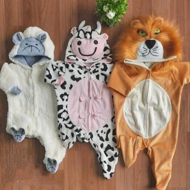 Imagem de Macacão Pijama Infantil Inverno bebê Kigurumi luxo - Ovelha-Leão - Mim