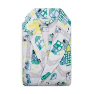 Imagem de Roupão Microfibra Infantil Fleece Camesa Tamanho P - Dinossaurinho, P
