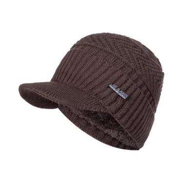 Imagem de Gorro Unissex Quente De Inverno Com Forro De Pelúcia Macio E Grosso, T