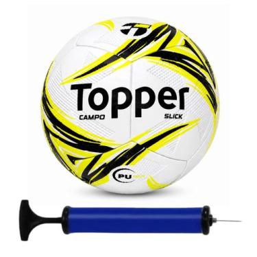 Imagem de Bola Campo Topper Slick Dupla Colagem Original + Bomba De Ar, Amarelo