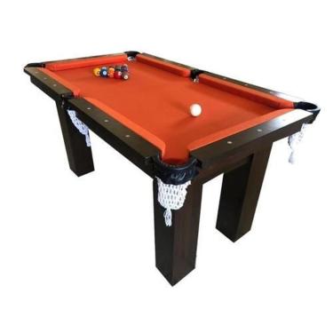 Imagem de Mesa de Sinuca Snooker Bilhar Engers 0,90 x 1,60 Base de Pedra Tabaco Tecido Laranja-Unissex