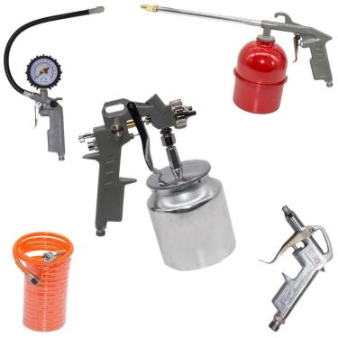 Imagem de Kit 5 Peças Pistola Pintura Acessórios Pulverização Compressor GT388