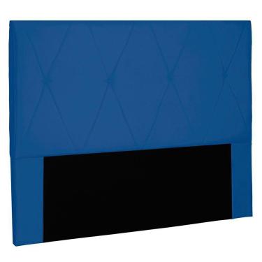 Imagem de Cabeceira Casal 1,40m Aquilla Suede Azul Marinho