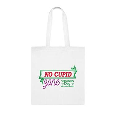 Imagem de Bolsa No Cupid Zone, presente divertido, bolsa de ombro, bolsas reutilizáveis, cesta de Natal de aniversário, ideia de presente, Branco