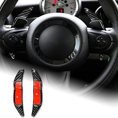 Imagem de AIRSPEED Extensões de mudança de volante de fibra de carbono para pás de câmbio Acessórios de acabamento interno para Mini Cooper R55 R56 R57 R58 R59 R61 R60 Acessórios de Countryman (preto)