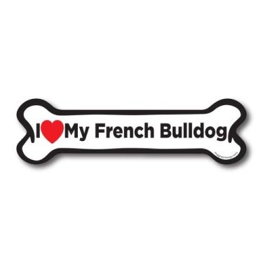 Imagem de Ímã magnético para carro com ossos de cachorro Magnet Me Up I Love My French Bulldog - Ímã decalque de caminhão automotivo 2 x 7 ossos de cachorro