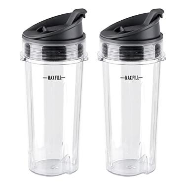 Imagem de Joyparts Peças de reposição Copo de dose única de 473 ml com tampa Sip & Selo, compatível com liquidificador Ninja BL200 30/ BL201 30/BL201C 30/BL203QBK/BL100 (pacote com 2)