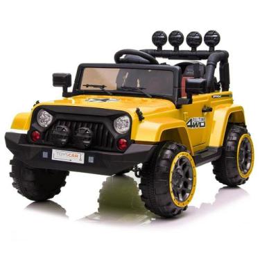 Imagem de Jipe Elétrico 2 Motores 12V Carro Amarelo Criança Som - Toys Plus