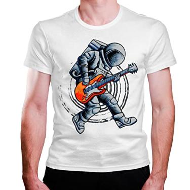 Imagem de Camiseta Masculina Branca ASTRONAUTA ROCK AND ROLL GUITARRA SOLO (gg)