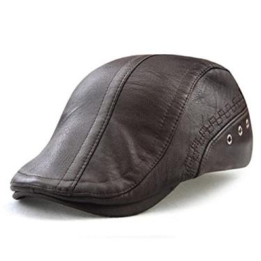 Imagem de Boina Estilosa Italiana Outono Inverno boina de casquette para homens, viseiras de sol (Marrom)