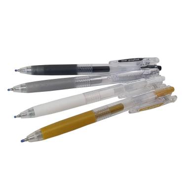 Imagem de Kit 4 Canetas Pilot Gel Poplol 0.7 Preta Branca Ouro Prata