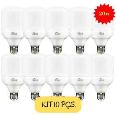 Imagem de Kit 10 Lâmpadas Super Led Bulbo 20W Bivolt Branca E27 6500K - Kian