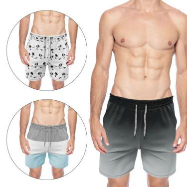 Imagem de 3 Bermudas Masculina Kit Shorts Verão Treino M Ao Plus Size - Canal Su