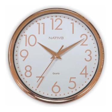 Imagem de Relógio De Parede Rose Gold Decorativo Moderno Ponteiro (Branco)
