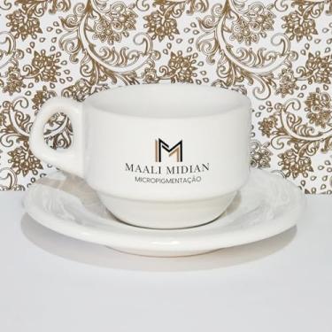 Imagem de 04 Xícaras Personalizadas com a Sua Logomarca + Pires (Para Café Expresso, Cafezinho) 75 ml