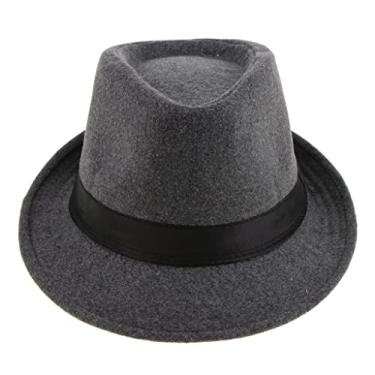 Imagem de DYNWAVE Masculino Chapéu Fedora Retrô Aba Estreita Manhattan Estruturado Gangster Trilby Panamá Boné, Cinza, As Described As Described Cinza