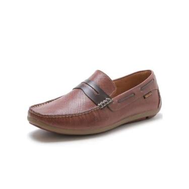 Imagem de Mocassim Casual Masculino Couro Tramado Art Nobre - 3300 - Havana Tamanho:37;Gênero:Masculino;Cor:Marrom