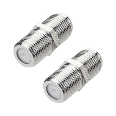 Imagem de Bettomshin 2 peças BSP F fêmea para F fêmea conector adaptador coaxial RF compatível com aplicações RF antenas dispositivos LAN sem fio cobre prata