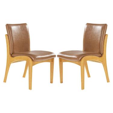 Imagem de Kit 2 Cadeiras de Madeira Maciça Mel Estofado Caramelo Lisboa L85 RMI