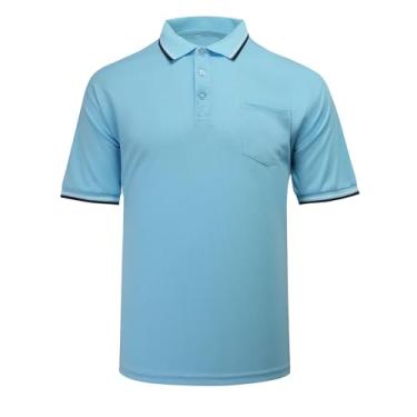 Imagem de redgino Camisa masculina de beisebol softball, árbitro, manga curta, camisa polo referee gear - tamanho para protetor de peito, Azul-bebê, G
