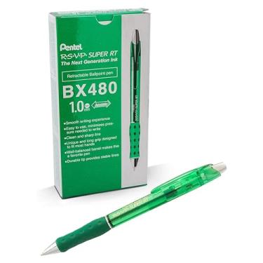 Imagem de Pentel Caneta esferográfica RSVP Super RT, (1,0 mm) linha média, tinta verde, caixa com 12, (BX480-D)