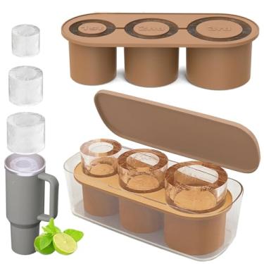 Imagem de Bandeja para cubos de gelo Stanley/Tumbler, molde cilíndrico de cubo de gelo com tampa removível resistente a derramamentos para uísque, bebidas, café, livre de BPA, durável e lavável na lava-louças