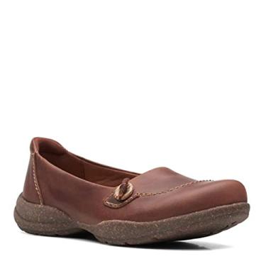 Imagem de Clarks Mocassim feminino Roseville Sky, Couro de mogno, 10 Narrow